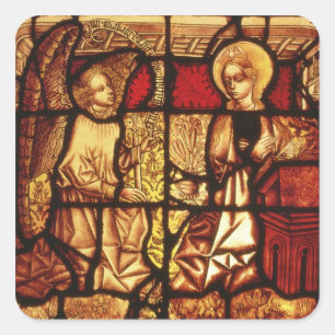 Stained glass window depicting the Annunciation, G Square Sticker