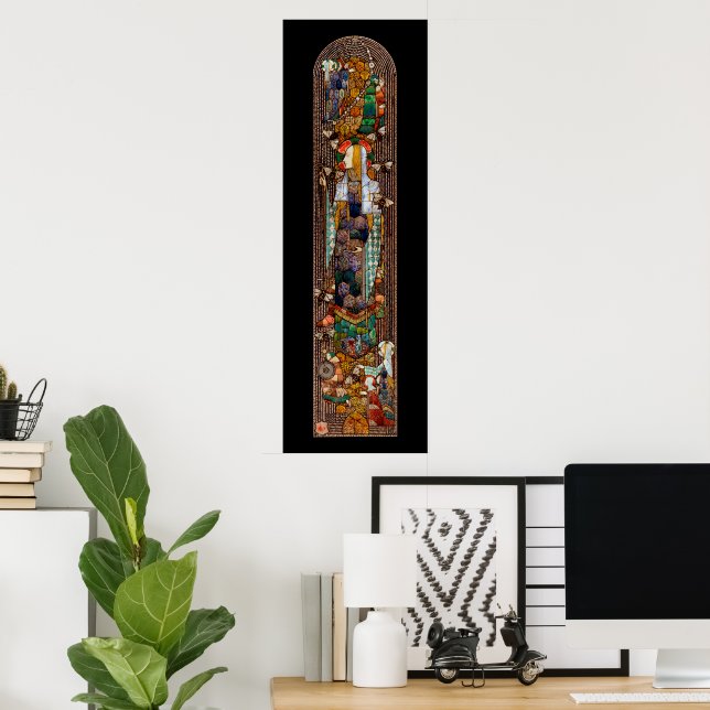 Stained Glass Window Design of St. Gobnait Poster (Home Office)