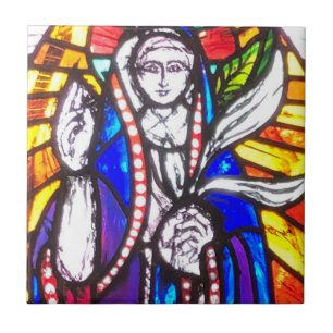 Stained Glass Window Design Religious Figure on a Tile