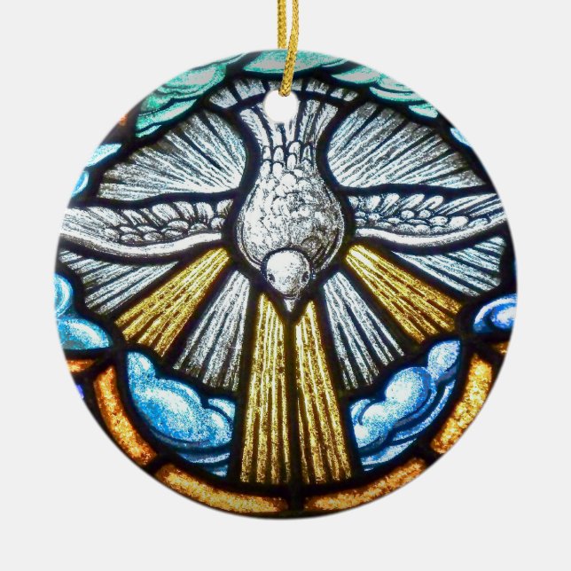 Stained Glass Window Dove Ornament (Front)