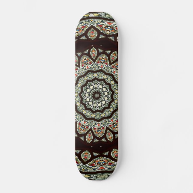 Stained Glass Window Kaleidoscope 13 Skateboard (Front)