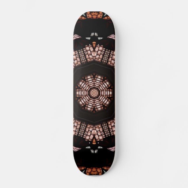 Stained Glass Window Kaleidoscope 14 Skateboard (Front)
