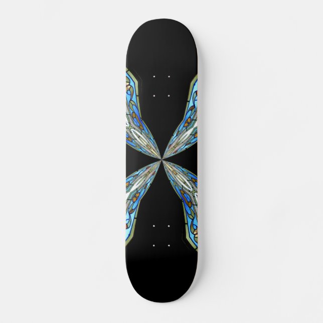 Stained Glass Window Kaleidoscope 16 Skateboard (Front)