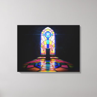 Stained Glass Window Light Through A Church Canvas Print