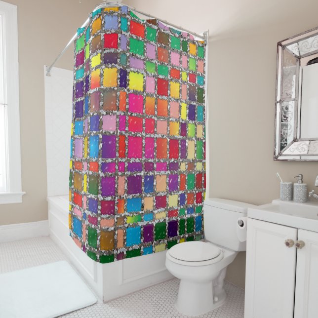 Stained Glass Window Multicolour Shower Curtain (In Situ)