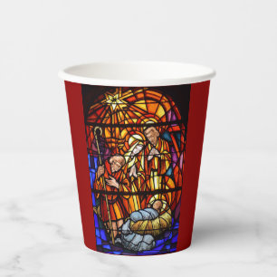 Stained Glass Window Nativity Baby Jesus Paper Cups