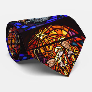 Stained Glass Window Nativity Gift For Dad Tie