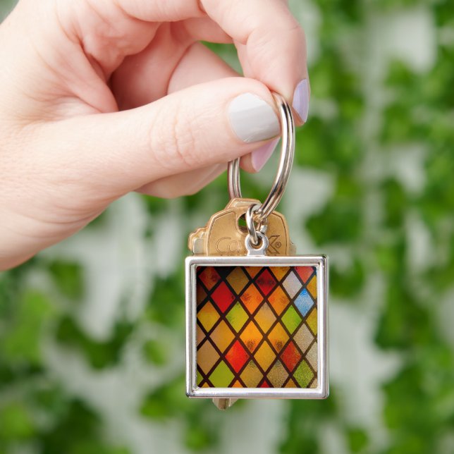Stained Glass Window Rainbow Colours  Key Ring (Hand)