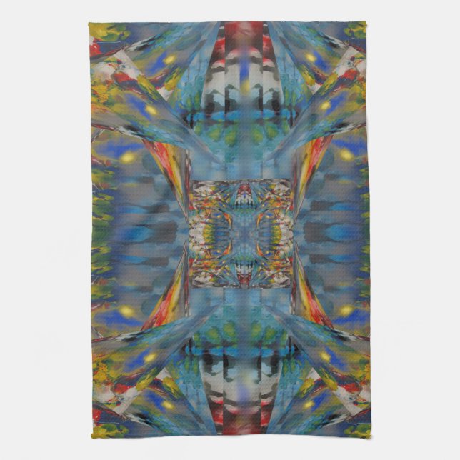 Stained Glass Windows Abstract Tea Towel (Vertical)