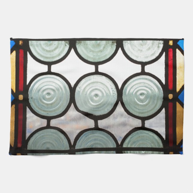 Stained glass windows circles tea towel (Horizontal)