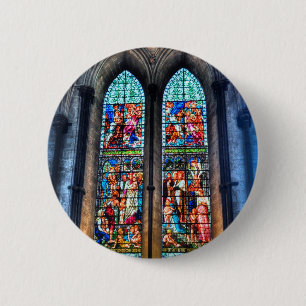 Stained Glass Windows, Salisbury Cathedral, UK 6 Cm Round Badge