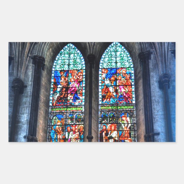Stained Glass Windows, Salisbury Cathedral, UK Rectangular Sticker (Front)