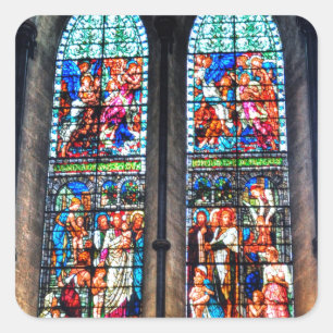 Stained Glass Windows, Salisbury Cathedral, UK Square Sticker
