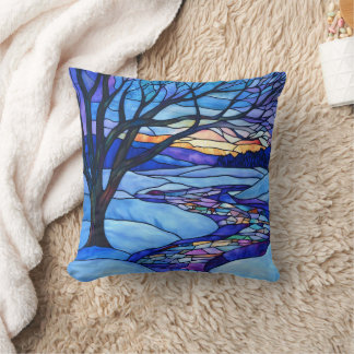 Stained-glass Winter Woods Cushion