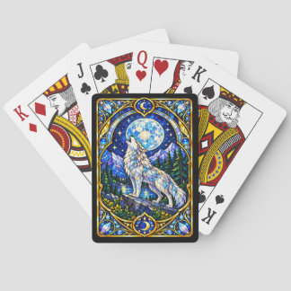 Stained Glass Wolf Playing Cards