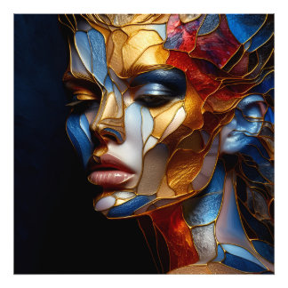 Stained Glass Woman - Harmony In Glass And Skin Photo Print