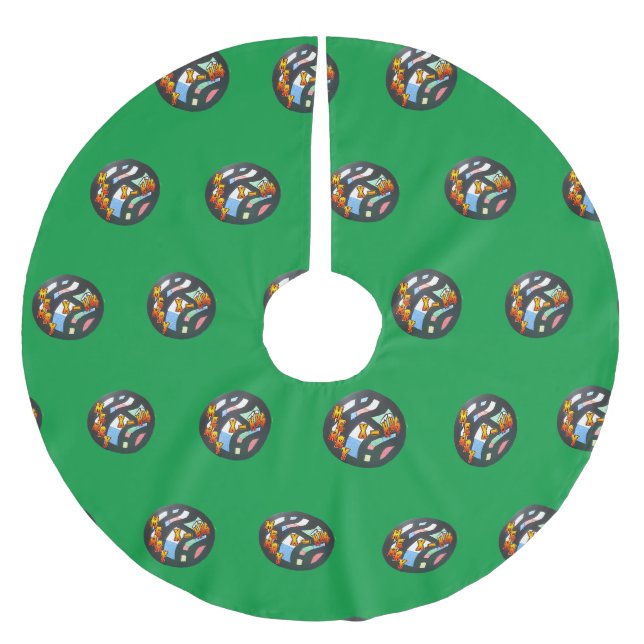 Stained Glass X-Mas Ball Cust. Tree Skirt  (Front)