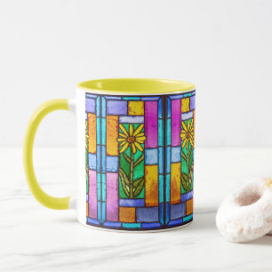 Stained Glass Yellow Daisy Mug