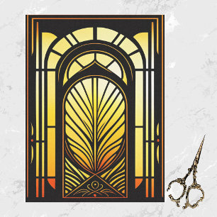 Stained Glass Yellow Orange Illustration Large Tissue Paper