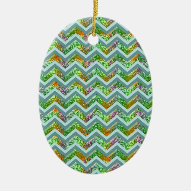 Stained Glass ZigZag Ceramic Tree Decoration (Front)