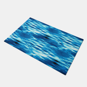 Stained gradient blue forming abstract whirlpool t doormat