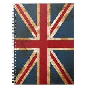 Stained Grunge Union Jack UK Flag Spiral Notebook
