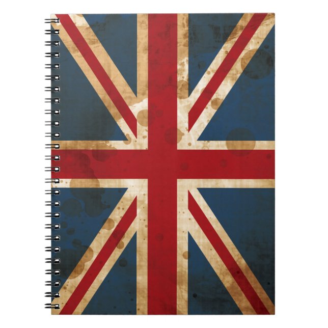 Stained Grunge Union Jack UK Flag Spiral Notebook (Front)