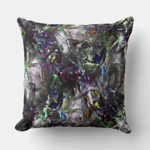 Stained 'heavy paints' overlapping in mix colourfu cushion