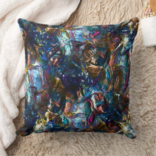 Stained 'heavy paints' overlapping in mix colourfu cushion