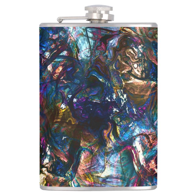 Stained 'heavy paints' overlapping in mix colourfu hip flask (Front)