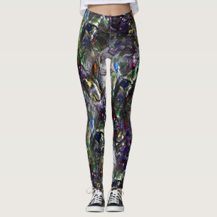 Stained 'heavy paints' overlapping in mix colourfu leggings