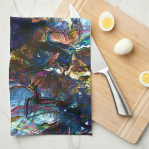 Stained 'heavy paints' overlapping in mix colourfu tea towel
