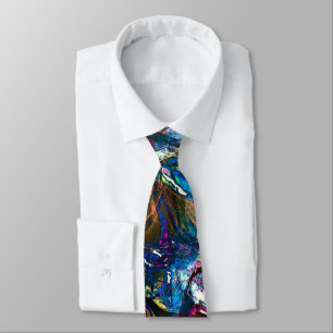 Stained 'heavy paints' overlapping in mix colourfu tie