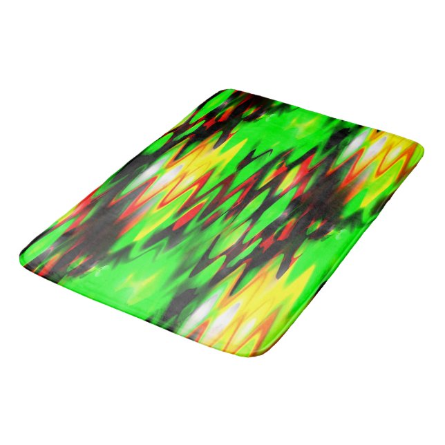 Stained red and green forming abstract zig zag  bath mat (Angled)