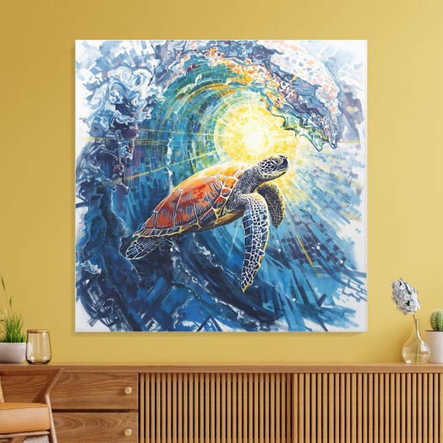 Stained Sea Turtle Canvas Print (Insitu(LivingRoom))