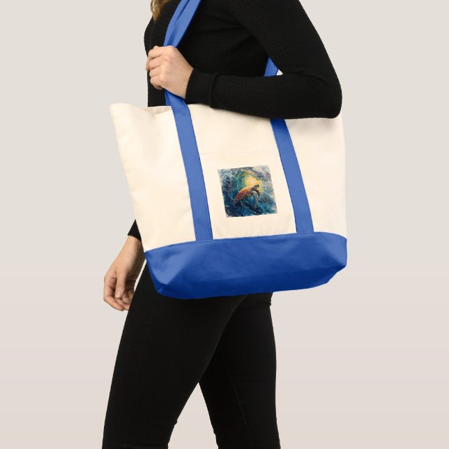 Stained Sea Turtle Tote Bag (Front (Product))