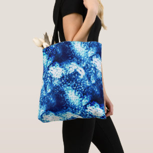 Stained showy blue looks like frosted glass tote bag