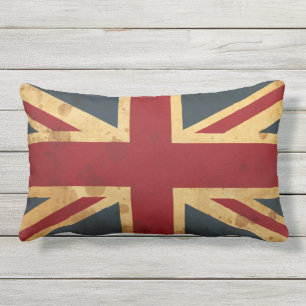 Stained Union Jack UK Flag Outdoor Cushion