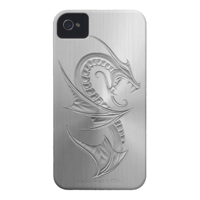 Stainless Steel Effect Dragon Graphic Case-Mate iPhone Case (Back)