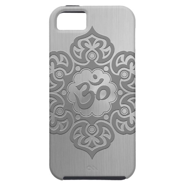 Stainless Steel Effect Floral Aum Graphic Case-Mate iPhone Case (Back)