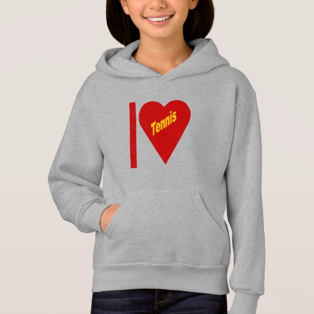 Stainless steel hoodie I LOVE TENNIS (Front)