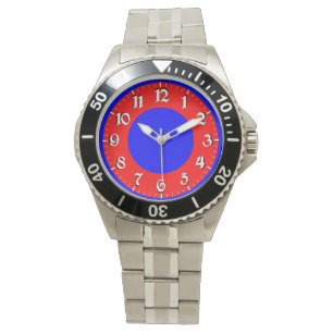 Stainless Steel Red White Blue Analogue Watch