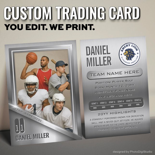 Stainless Steel Trading Card, Custom Sports Card (Custom All Sports Trading Card, Stainless Steel Chrome Trading Card )