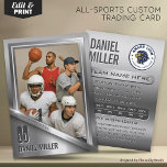 Stainless Steel Trading Card, Custom Sports Card<br><div class="desc">Step up your game with this stainless steel-inspired sports trading card template! Perfect for any athlete or sports fan, this sleek, editable design works for all sports—baseball, football, soccer, basketball, and more. Personalise with your photo, stats, and team info to create a bold, collectable keepsake or gift. Great for player...</div>