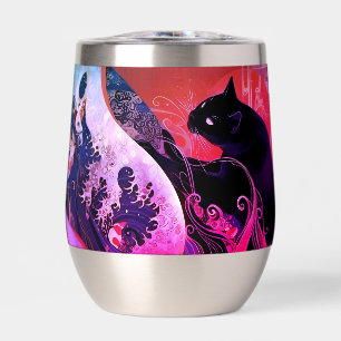 Stainless steel Tumblr with art deco cat