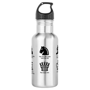 Stainless steel water bottle with funny chess des