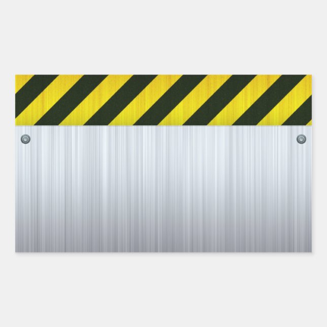 Stainless Steel with Hazard Stripes Rectangular Sticker (Front)