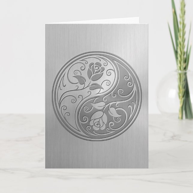Stainless Steel Yin Yang Roses Card (Front)