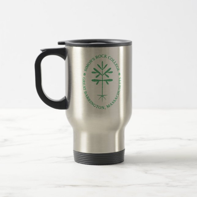 Stainless Travel Mug with a Green Seal (Left)