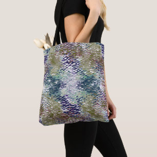 Stains and splatters of paint under hammered glass tote bag